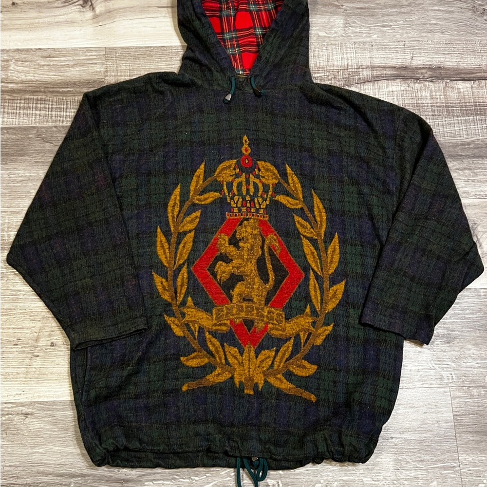French Country Express Red and Green Plaid Hooded Pullover